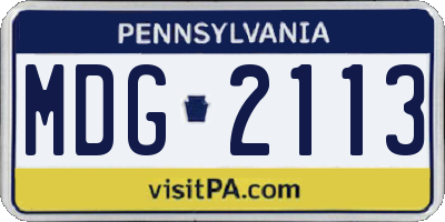 PA license plate MDG2113