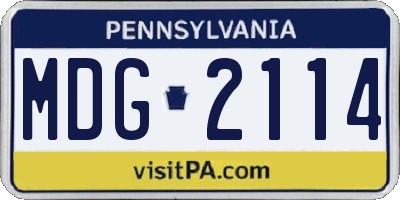 PA license plate MDG2114