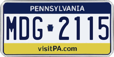 PA license plate MDG2115