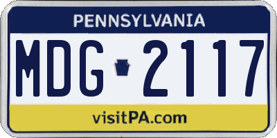 PA license plate MDG2117
