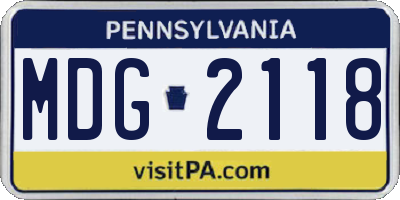 PA license plate MDG2118