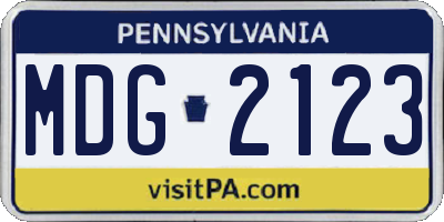 PA license plate MDG2123