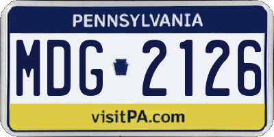 PA license plate MDG2126