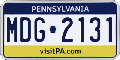 PA license plate MDG2131