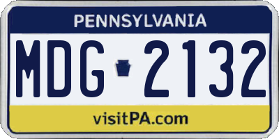 PA license plate MDG2132