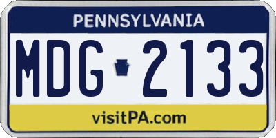 PA license plate MDG2133