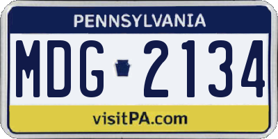 PA license plate MDG2134