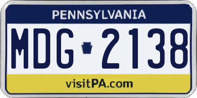 PA license plate MDG2138