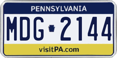 PA license plate MDG2144