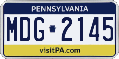 PA license plate MDG2145