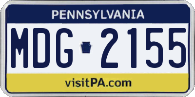 PA license plate MDG2155
