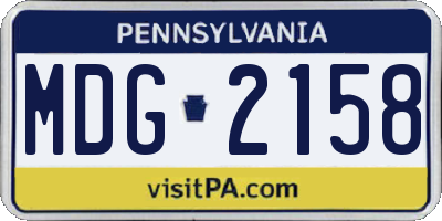 PA license plate MDG2158