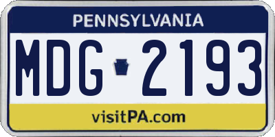 PA license plate MDG2193
