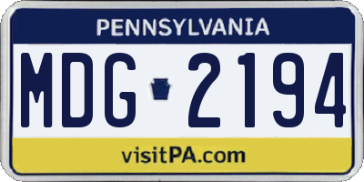 PA license plate MDG2194