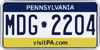 PA license plate MDG2204