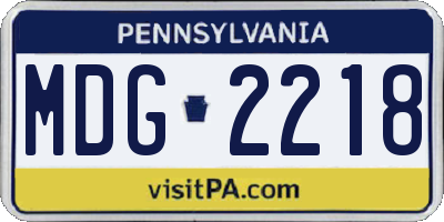 PA license plate MDG2218