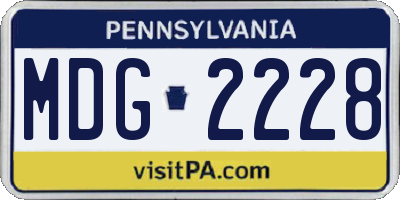 PA license plate MDG2228