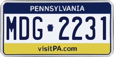 PA license plate MDG2231