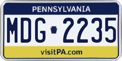 PA license plate MDG2235