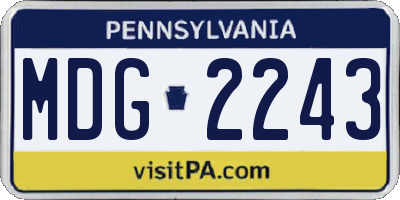 PA license plate MDG2243