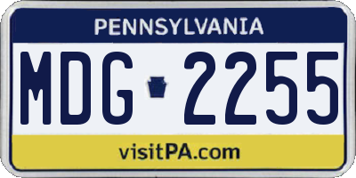 PA license plate MDG2255