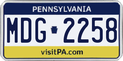 PA license plate MDG2258
