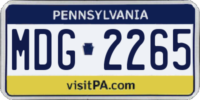 PA license plate MDG2265