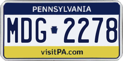 PA license plate MDG2278