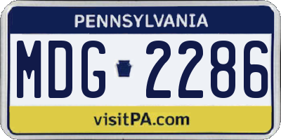 PA license plate MDG2286