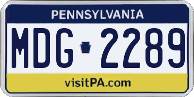 PA license plate MDG2289
