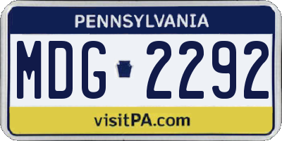 PA license plate MDG2292