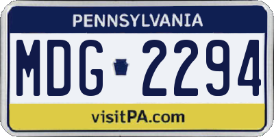 PA license plate MDG2294