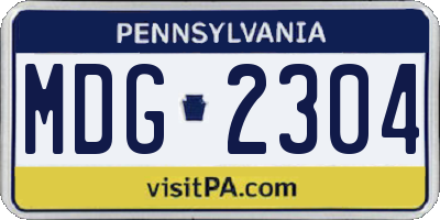 PA license plate MDG2304