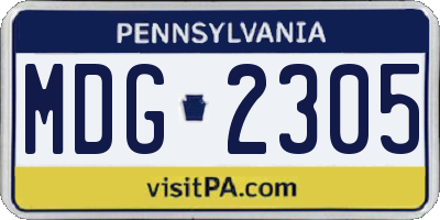 PA license plate MDG2305