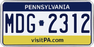 PA license plate MDG2312