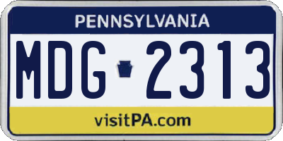 PA license plate MDG2313