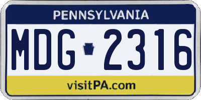 PA license plate MDG2316