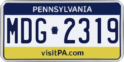 PA license plate MDG2319