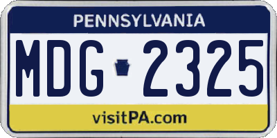 PA license plate MDG2325