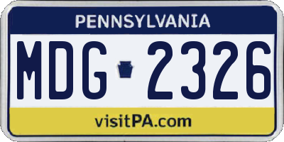 PA license plate MDG2326
