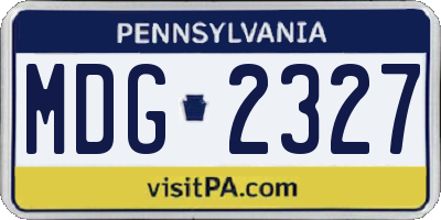 PA license plate MDG2327