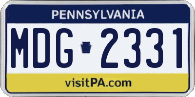 PA license plate MDG2331
