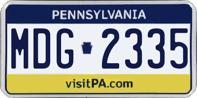 PA license plate MDG2335