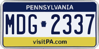 PA license plate MDG2337