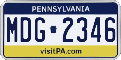 PA license plate MDG2346