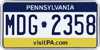PA license plate MDG2358
