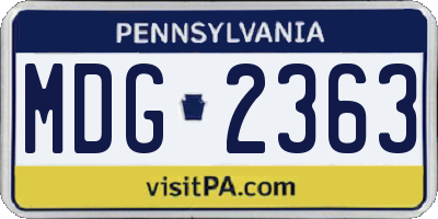 PA license plate MDG2363