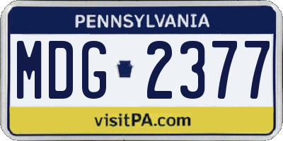 PA license plate MDG2377