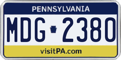 PA license plate MDG2380