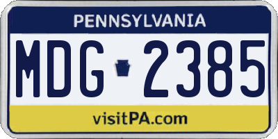 PA license plate MDG2385